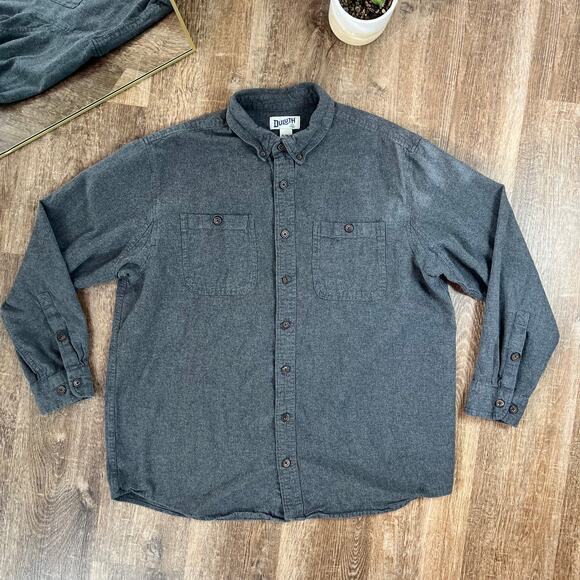 Duluth Trading Company Dark Gray Button Up Shirt Relaxed Fit - Picture 1 of 4